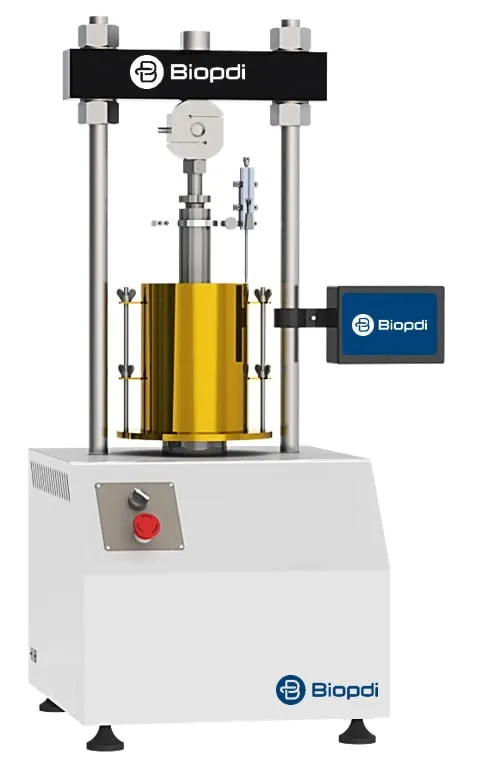 Biopdi automatic electric CBR/Marshall test press, electromechanical twin-column frame with touchscreen display