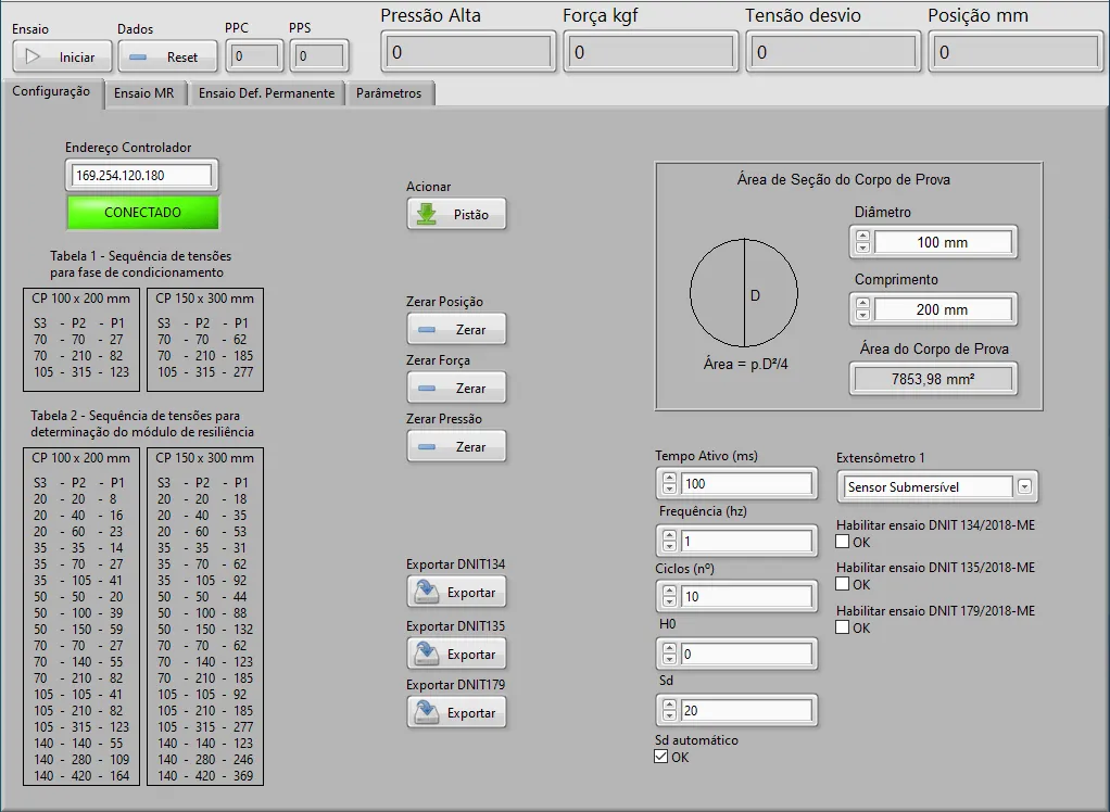 Screen 01 - software - dynamic triaxial test