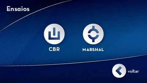 Touchscreen of the Biopdi CBR and Marshall test press for selecting the test: CBR or Marshall
