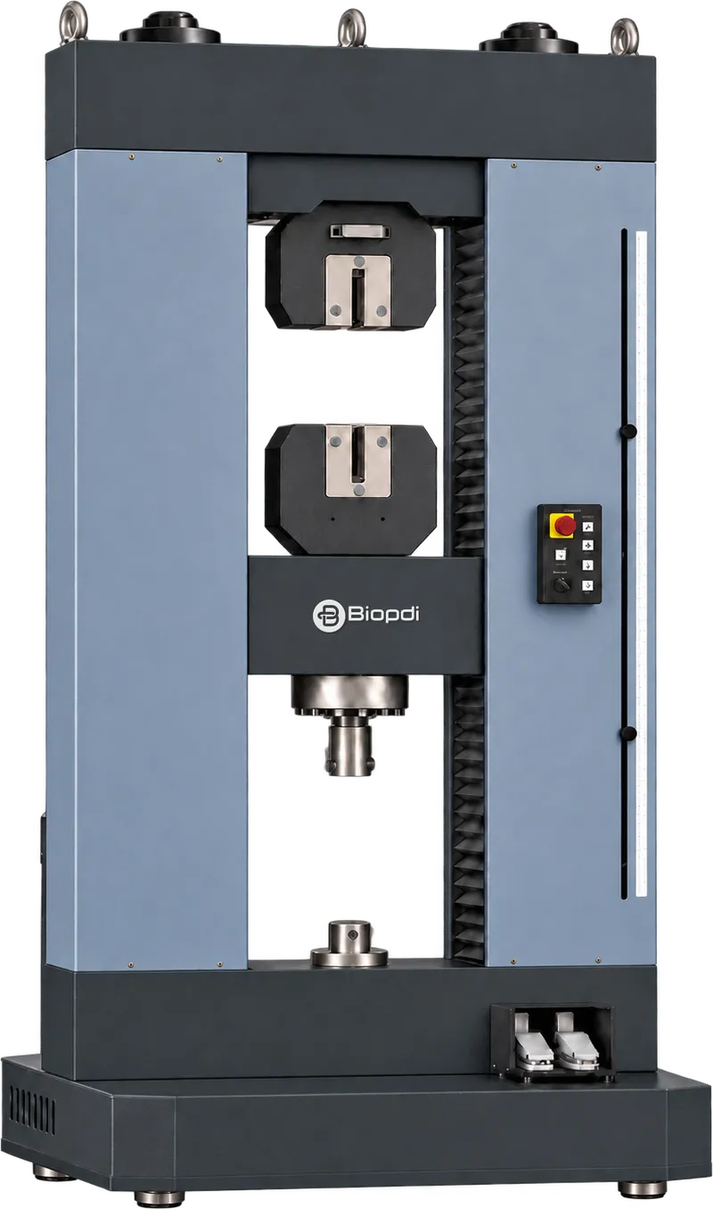 Biopdi electric press MBIOII-1000-M2 of 1,000 kN (224,809 lbf), universal testing machine configured for compression