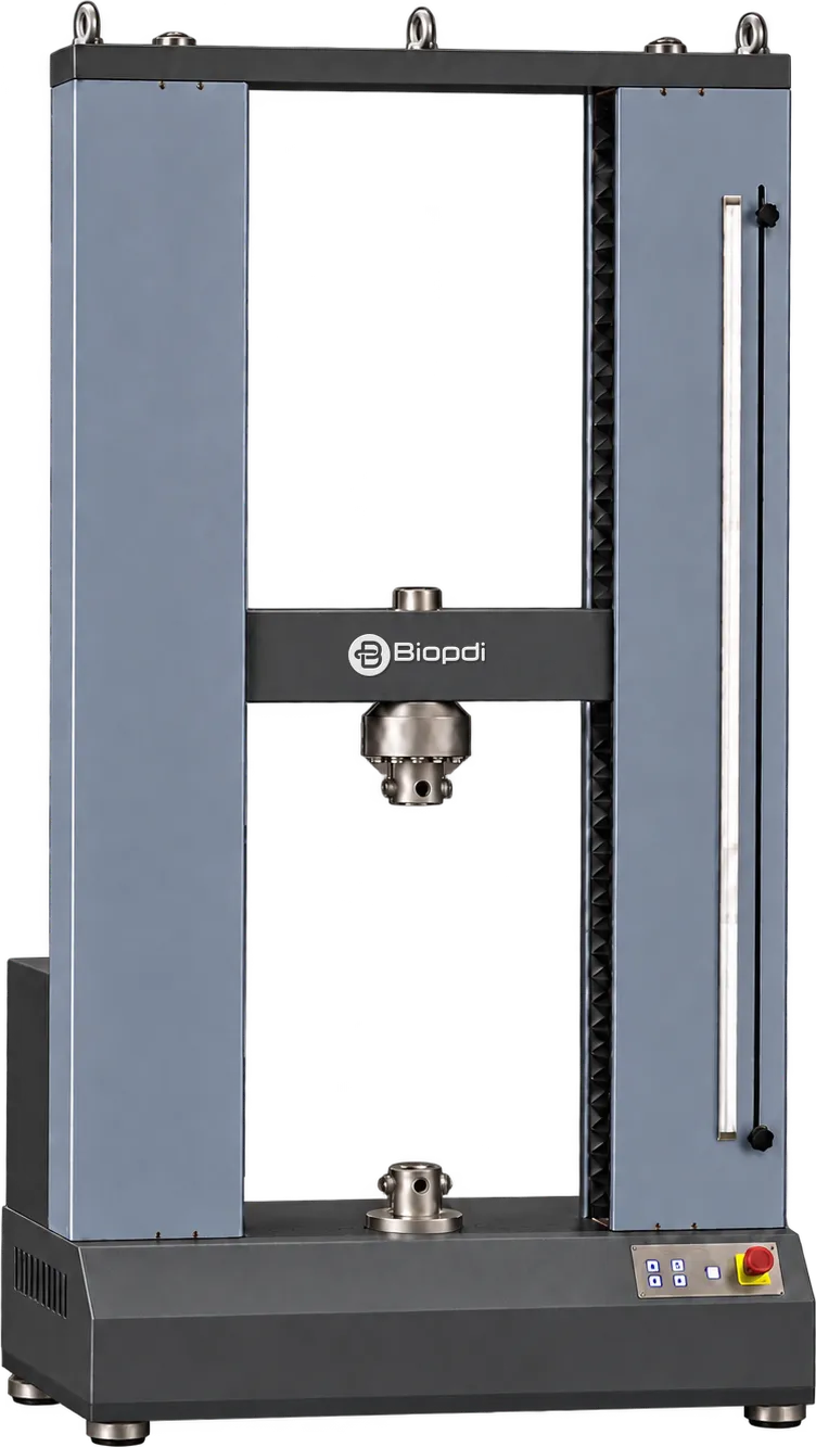 Biopdi electric press MBIOII-200-M2 of 100 to 200 kN (22,481 to 44,962 lbf), universal testing machine configured for compression