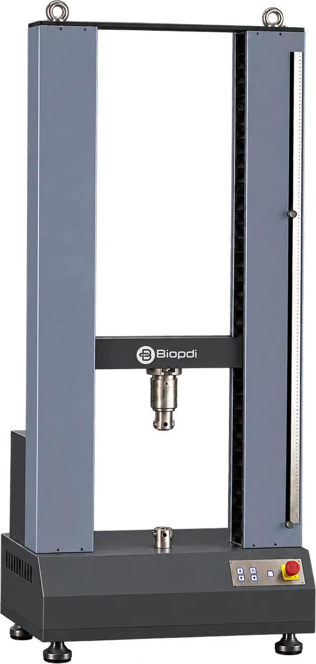 Biopdi electric press MBIOII-50-M2 of 5 to 50 kN (1,124 to 11,240 lbf), universal testing machine configured for compression