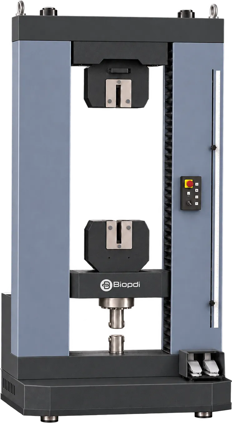 Biopdi electric press MBIOII-600-M2 of 600 kN (134,886 lbf), universal testing machine configured for compression